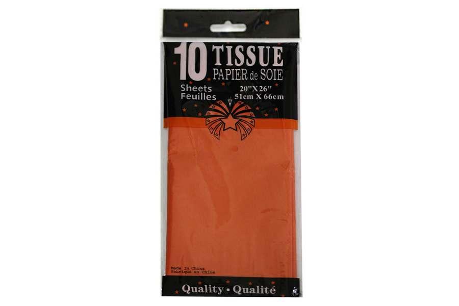 Папір тіш'ю 50*66см 10арк помаранчевий ООПТ