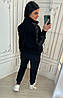 М. Стильний жіночий костюм Bavinchi трійка з футболкою прикрашений стразами Чорний (трикотаж двунить Туреччина), фото 4