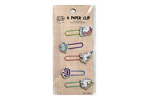 Набір закладок-скріпок з дерев'яним декором 5шт ООПТ Однороги (12)