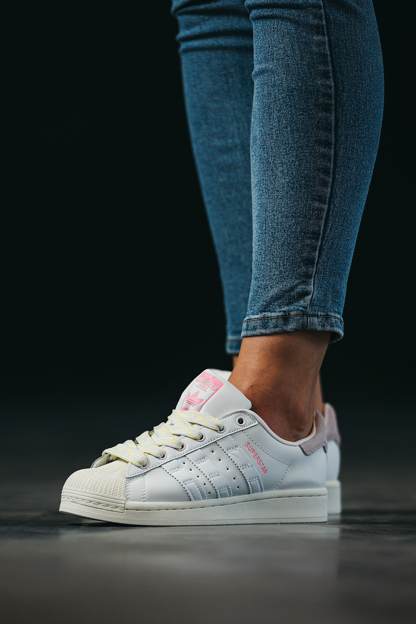 Жіночі Кросівки Adidas Superstar White Pink / Адідас Суперстар