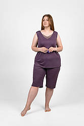 Комплект з віскози майка на широких бретелях і бріджі N.EL. мокко розмір XL