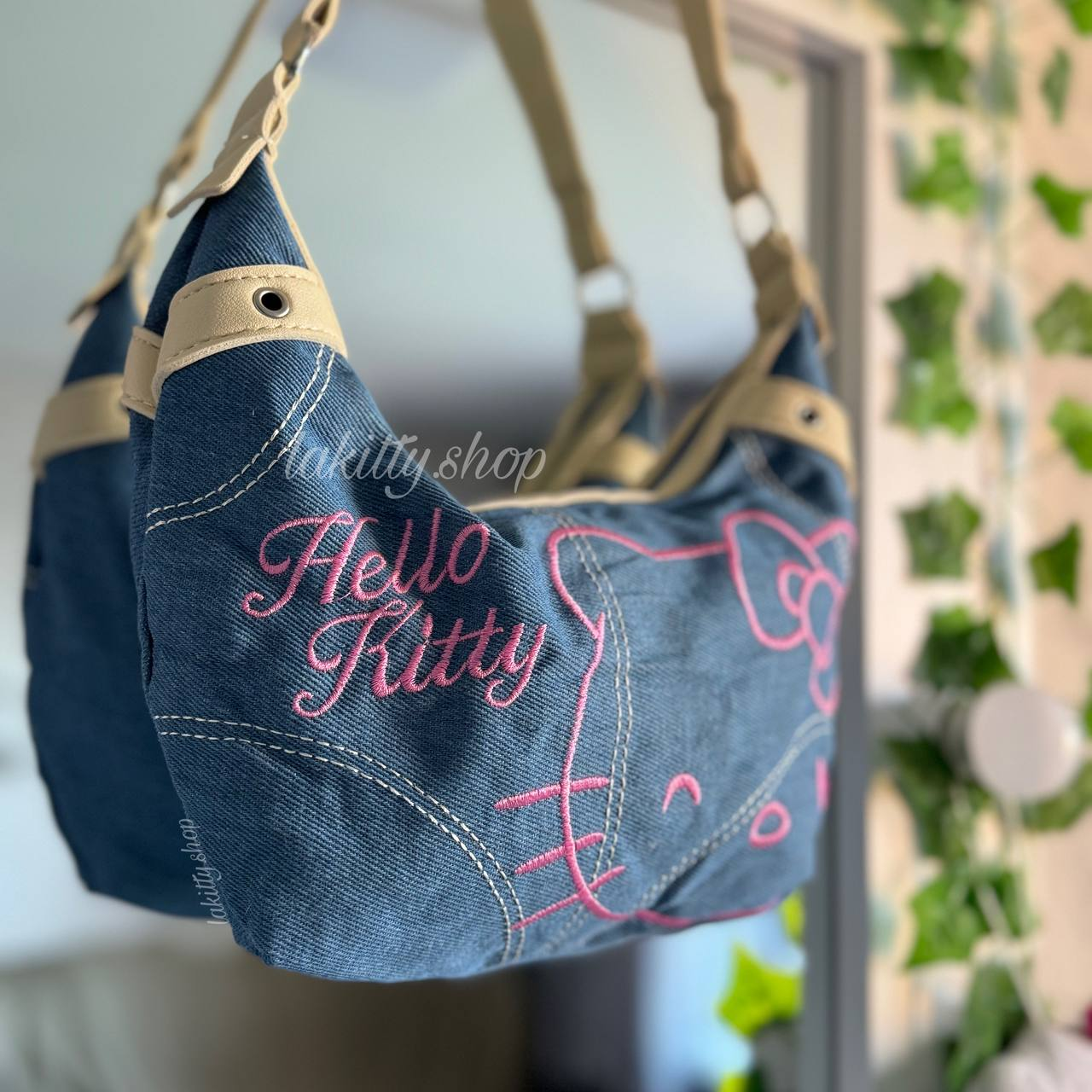 Джинсова сумка багет Hello Kitty Bershka | Хелло Кітті подарунок, фото 1
