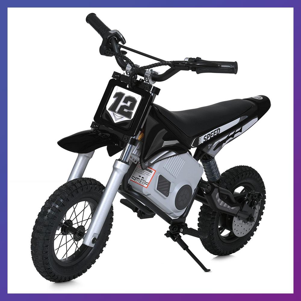 Дитячий електро мотоцикл двоколісний на акумуляторі мотор 250 W Bambi M 5776 для дітей від 6 років Чорний, фото 1
