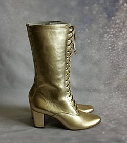 Чоботи високі народні золото на шнурках