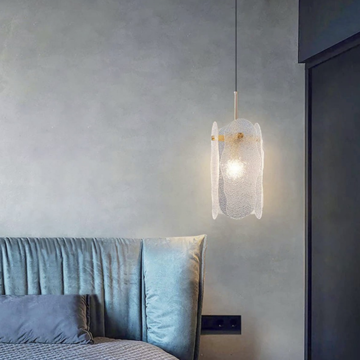 ПІДВІСНИЙ СВІТИЛЬНИК WAVE SHADED З ФАКТУРНИМИ СКЛЯНИМИ ПЛАСТИНАМИ НА КОРПУСІ MD 2001-1, фото 1