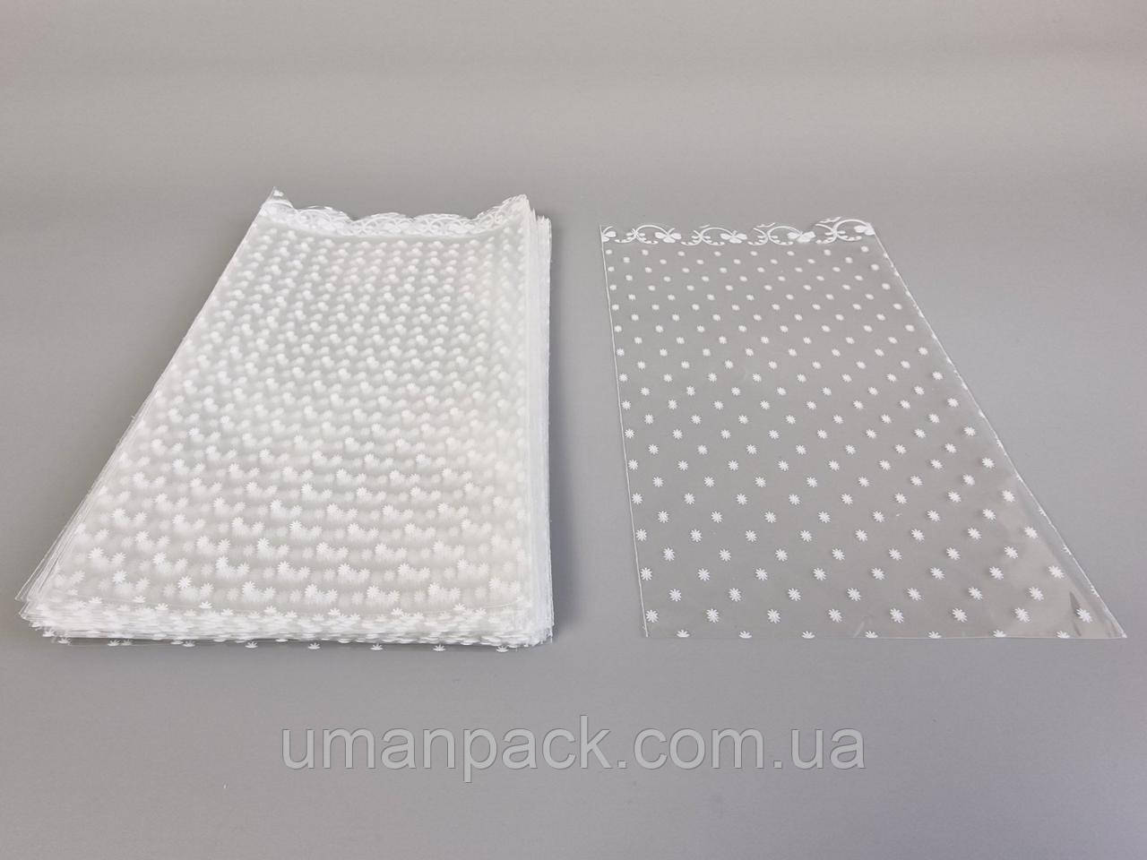 Пакет із малюнком для пакування подарунків (15*30) No75/1 (ажурний) "Сніжинка" (100 шт.)
