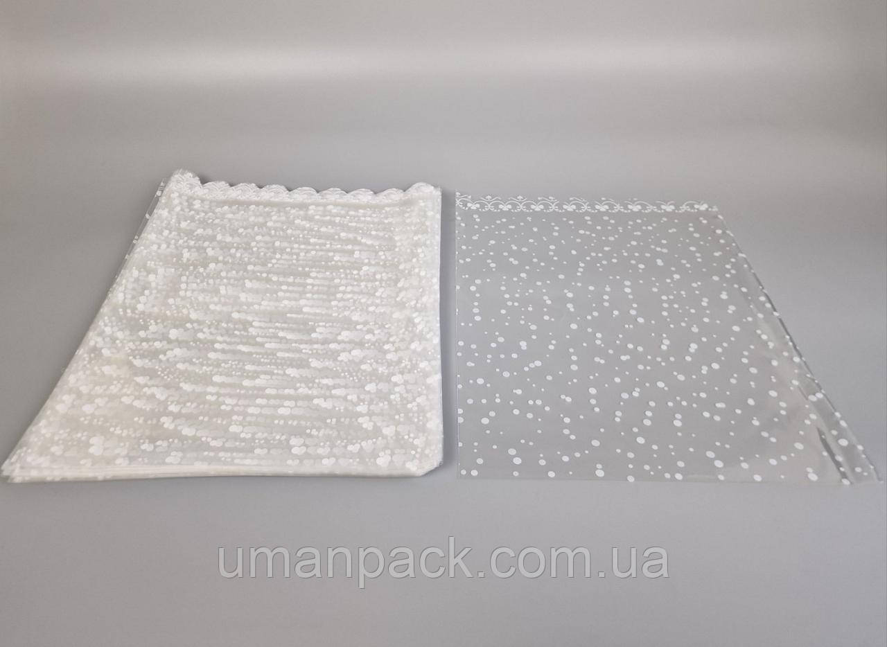 Пакет із малюнком для пакування подарунків (30*40) No96/1 (ажурний) "Конфеті" (100 шт.)