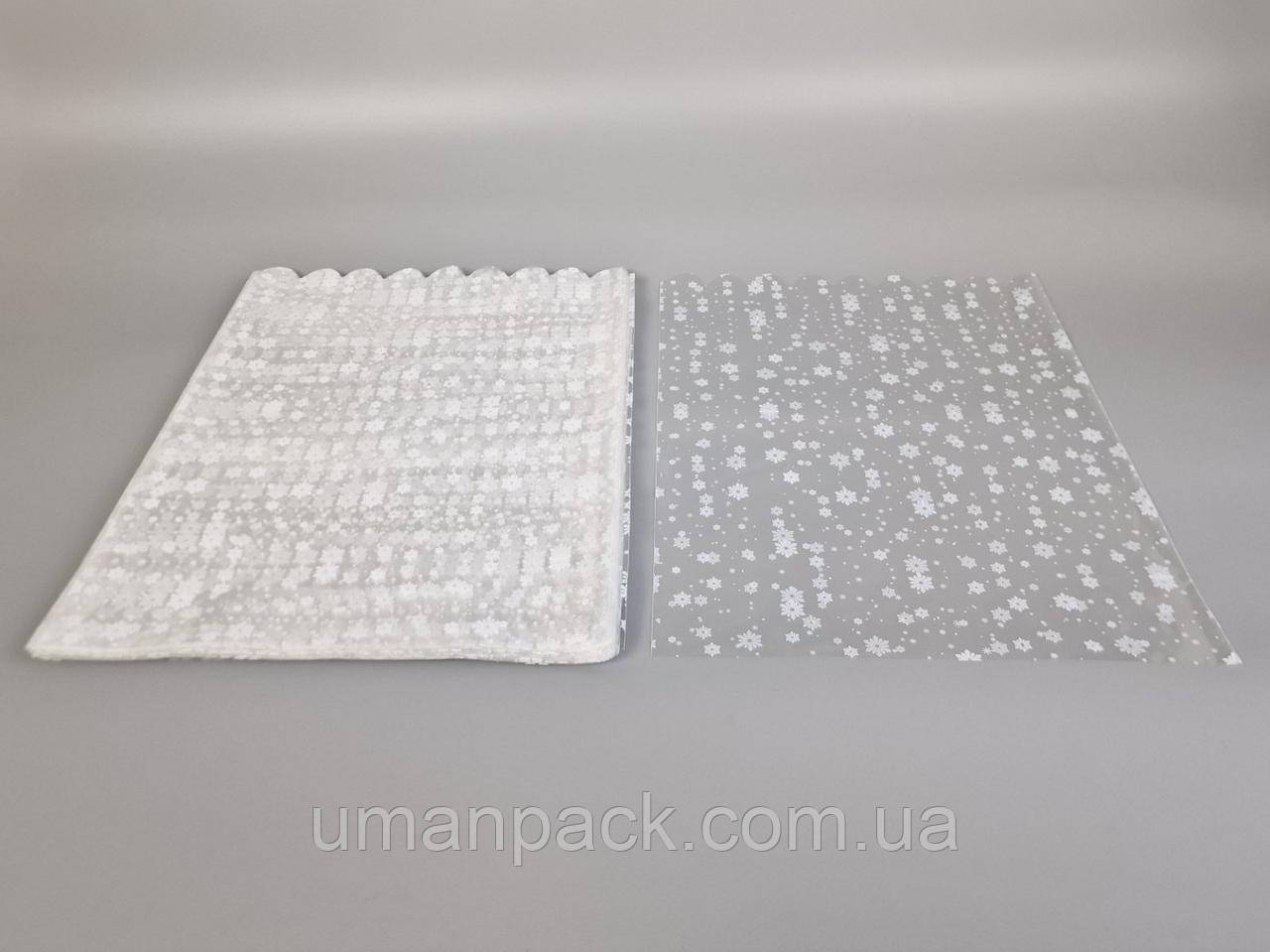 Пакет із малюнком для пакування подарунків (30*40) No96/2 (ажурний) "Сніжинка" (100 шт.)