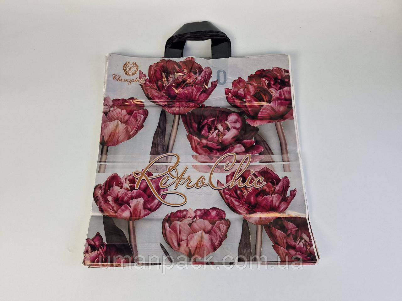 Пакет із петльовою ручкою 40*42ВТ "Тюльпани Ренпако (25 шт.)