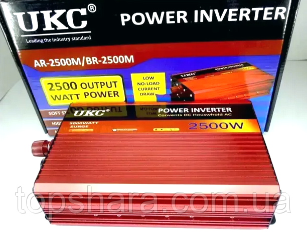 Перетворювач напруги інвертор автомобільний UKC 12V-220V AC/DC AR 2500W