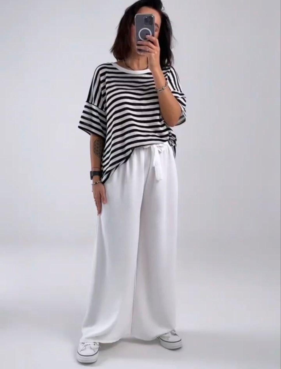 Літні штани для жінок у білому кольорі, RC- 74, 42-48, 50-56, фото 1