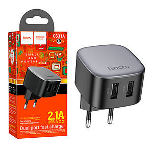 Мережевий зарядний пристрій Hoco CS31A Wing (2xUSB) 2.1A