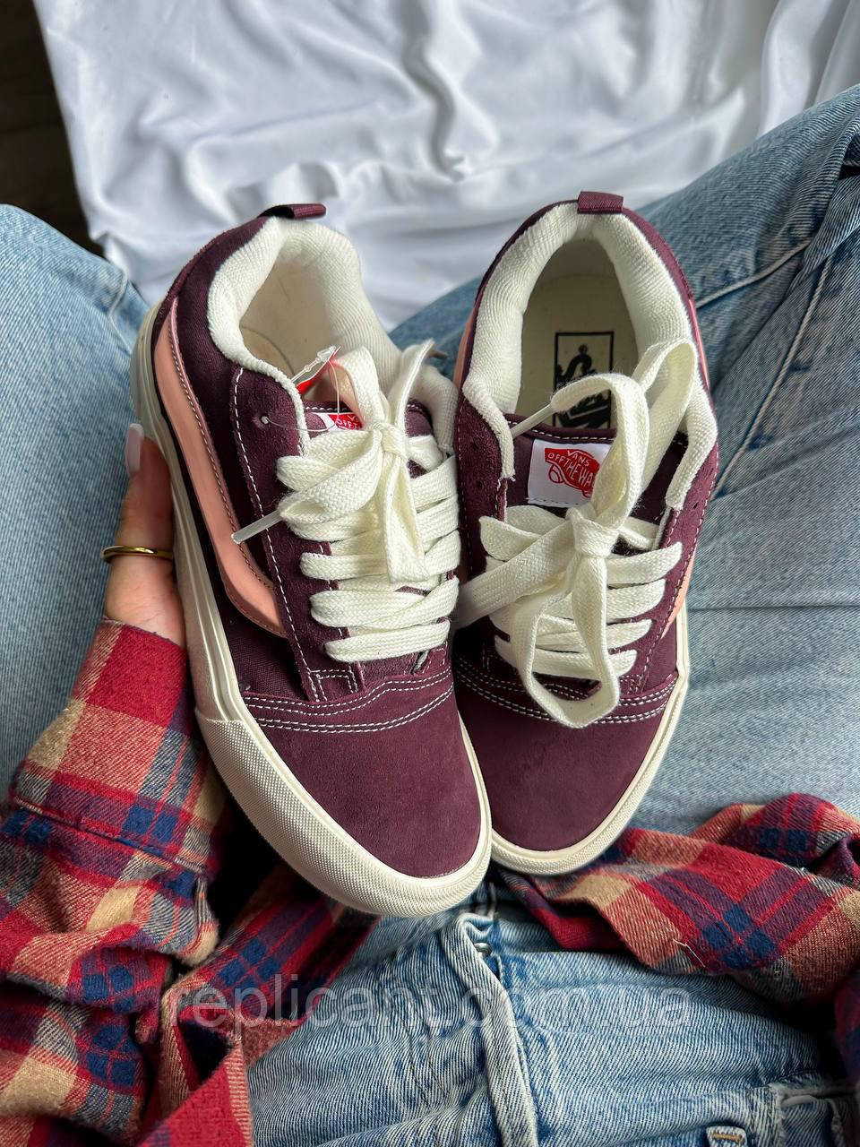 Женские Кеды Vans KNU KNU Burgundy Pink Premium жіночі Кеди Vans, фото 1