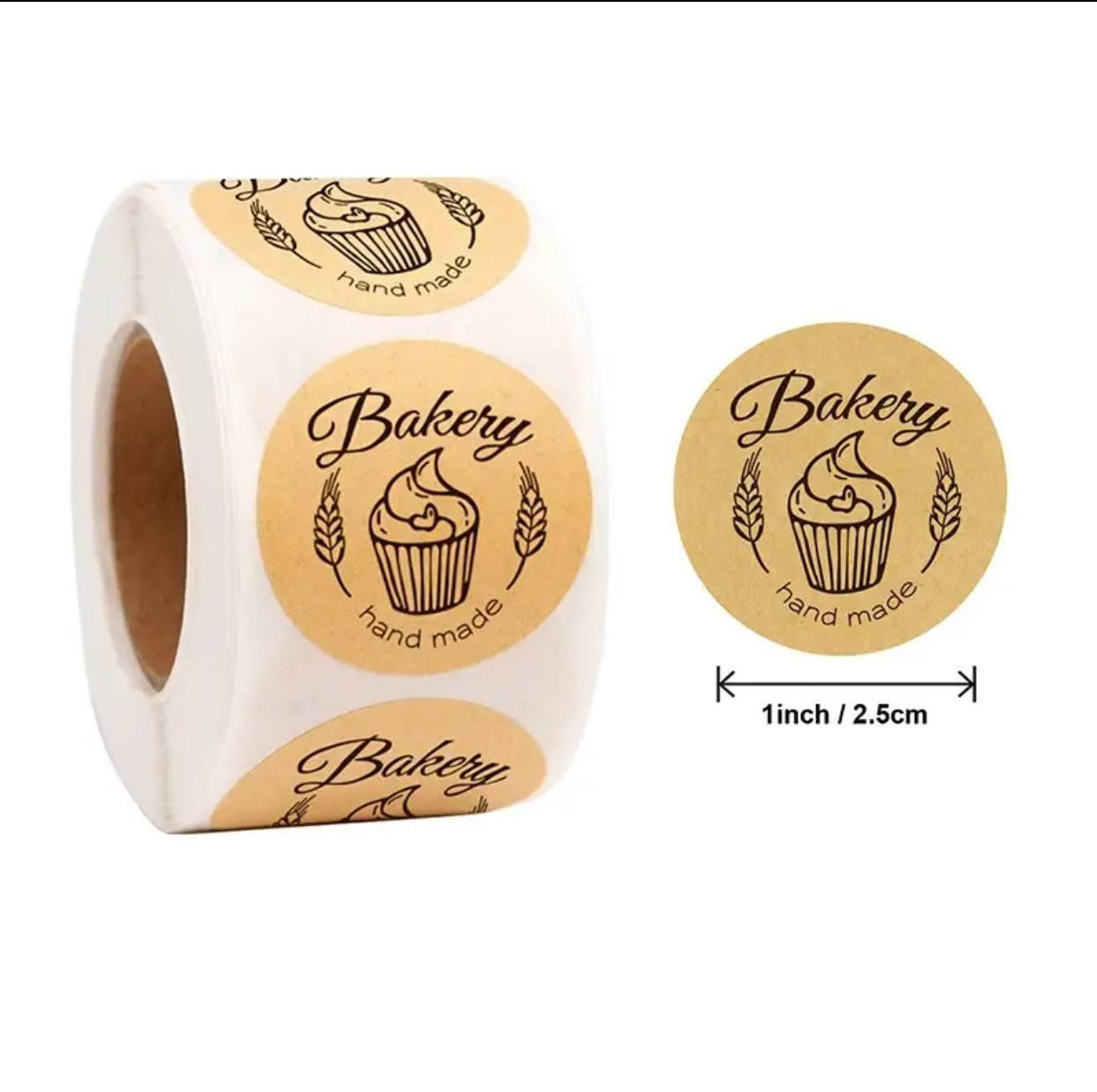 Наклейки на бобіні / "Bakery hand made" / 500шт в рулоні / Ø - 2,5см / №22