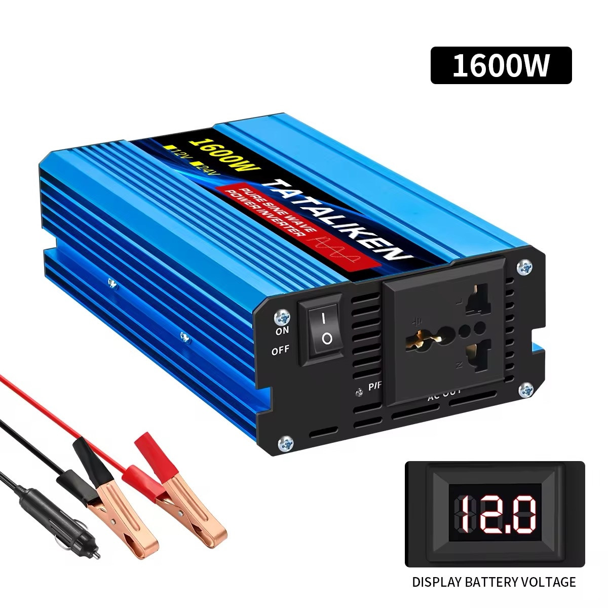 Інвертор 12V-220 TATALIKEN 1600W, УЦІНКА, перетворювач напруги, чиста синусоїда, 1600 Вт