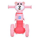 Дитячий біговел велобіг 1.5-3 роки Ведмежатко музика світло Bambi M 5762 Рожевий, фото 3