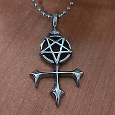 Кулон Пентаграма з хрестом сталевий на ланцюжку AST78, фото 2