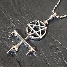 Кулон Пентаграма з хрестом сталевий на ланцюжку AST78, фото 4