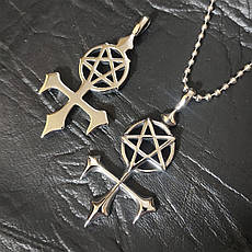Кулон Пентаграма з хрестом сталевий на ланцюжку AST78, фото 5