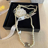 Довга підвіска з перлами з логотипом срібло та сережки-серця з логотипом, фото 2