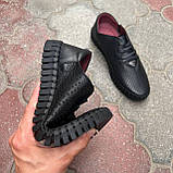 Шкіряні чорні мокасини з перфорацією 40 41 42 43 44 45 розмір, фото 4