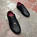 Шкіряні чорні мокасини з перфорацією 40 41 42 43 44 45 розмір, фото 8
