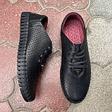 Шкіряні чорні мокасини з перфорацією 40 41 42 43 44 45 розмір, фото 9