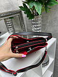 Стильна сумка жіноча через плече крос боді червона маленька сумочка замшева 24х20х10см, фото 5