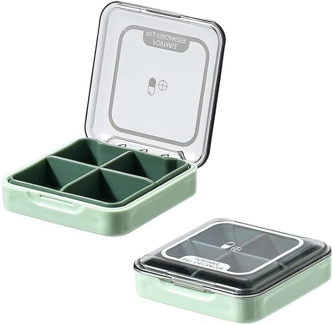 Двошарова таблетниця, органайзер для таблеток на 4 відділи Tablet, зелена, фото 1