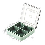 Двошарова таблетниця, органайзер для таблеток на 4 відділи Tablet, зелена, фото 3