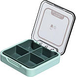 Двошарова таблетниця, органайзер для таблеток на 4 відділи Tablet, зелена, фото 4