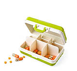 Міні органайзер для таблеток - таблетниця Case на 6 відділень, зелена, фото 2