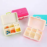Міні органайзер для таблеток - таблетниця Case на 6 відділень, зелена, фото 4