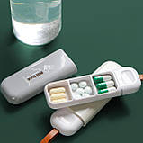 Кишенькова таблетниця, міні органайзер на 3 комірки Medicine, бежевий, фото 4