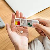 Кишенькова таблетниця, міні органайзер на 3 комірки Medicine, сірий, фото 3