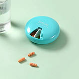 Кругла кишенькова таблетниця на 7 днів Smile Box, голуба, фото 3