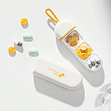 Міні кишенькова таблетниця, органайзер на 3 комірки Storage, біло-помаранчевий, фото 2