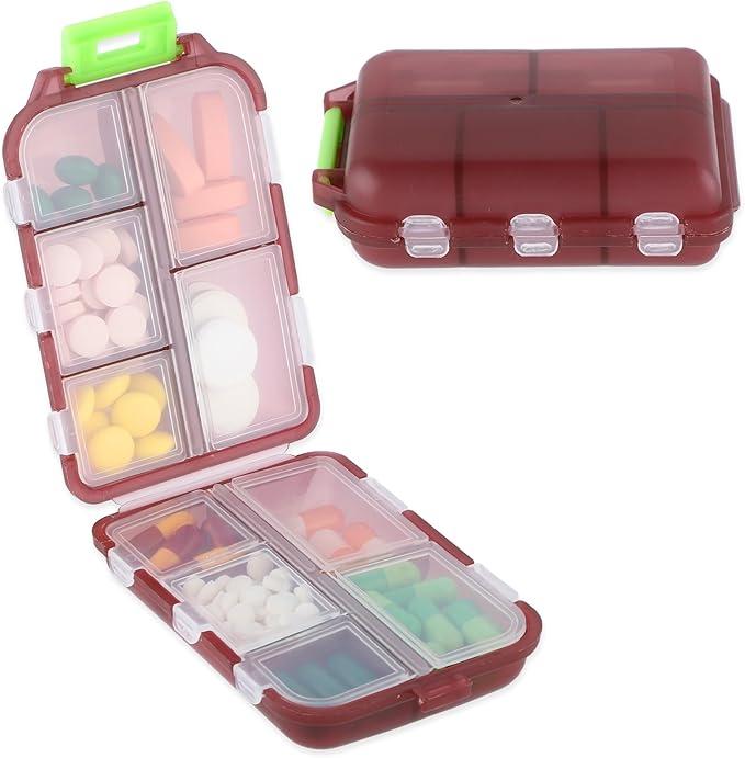 Органайзер для таблеток - таблетниця Vitamin на 10 відділень, бордова, фото 1