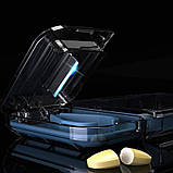 Пласка таблетниця 2в1 з розділювачем, органайзер для таблеток на 4 секції WoW, чорний, фото 5