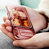 Пласка таблетниця 2в1 з розділювачем, органайзер для таблеток на 4 секції WoW, чорний, фото 6