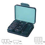 Таблетниця, органайзер для таблеток на 3 знімні секції, 7 відсіків Meds, синя, фото 3