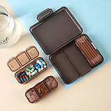 Таблетниця, органайзер для таблеток на 3 знімні секції, 7 відсіків Meds, синя, фото 6