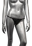 Трусики стрінги зі стразами та відкритим доступом чорні "Crotchless Thong" CalExotics (One Size), фото 5