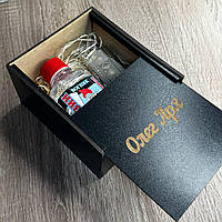 Подарунковий набір для чоловіка Запальничка+бензин в деревянній коробці з Вашим текстом гравіровка