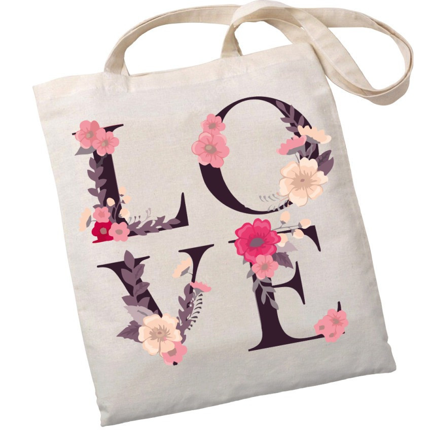 Екошопер Bookopt ВК4072 LOVE (квіти), бежевий, фото 1