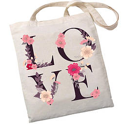 Екошопер Bookopt ВК4072 LOVE (квіти), бежевий