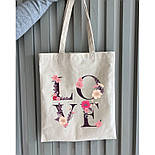 Екошопер Bookopt ВК4072 LOVE (квіти), бежевий, фото 6