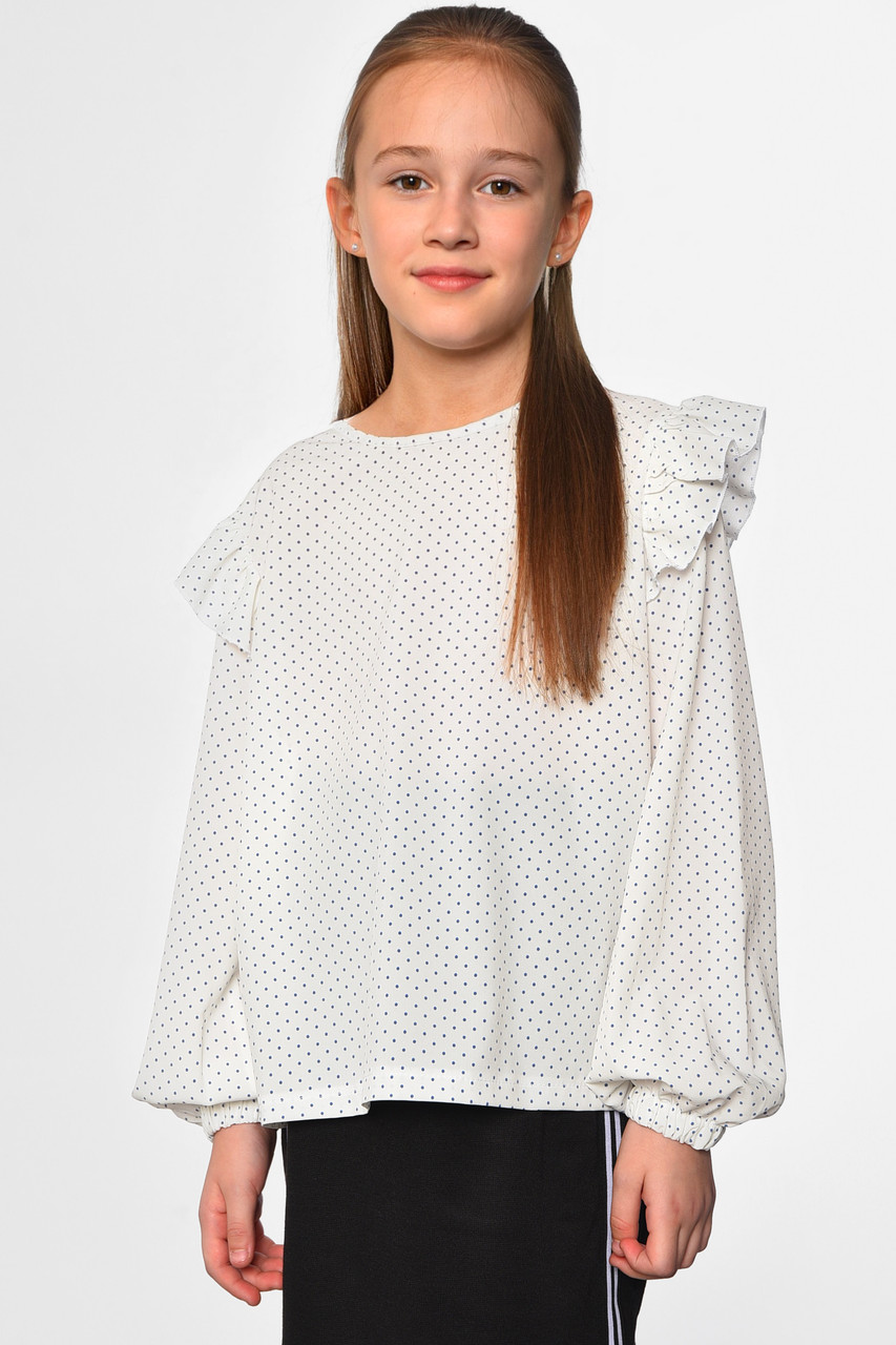 Блуза підліткова для дівчинки білого кольору 182633M, фото 1