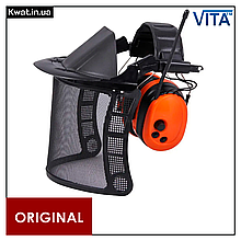Захисний щиток сітка VITA з FM радіонавушниками 28 dB для газонокосаря та лісоруба