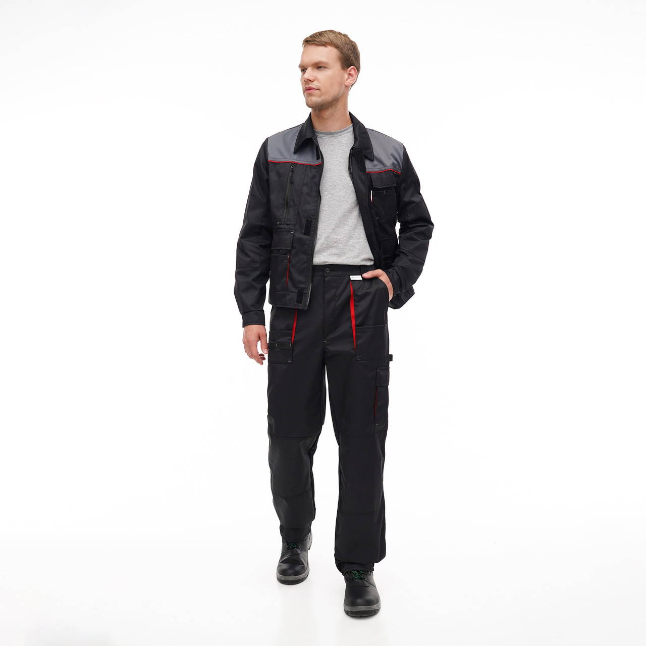 Костюм робочий ( куртка та штани ) РАЙДЕР , чорного кольору з сірим, фото 1